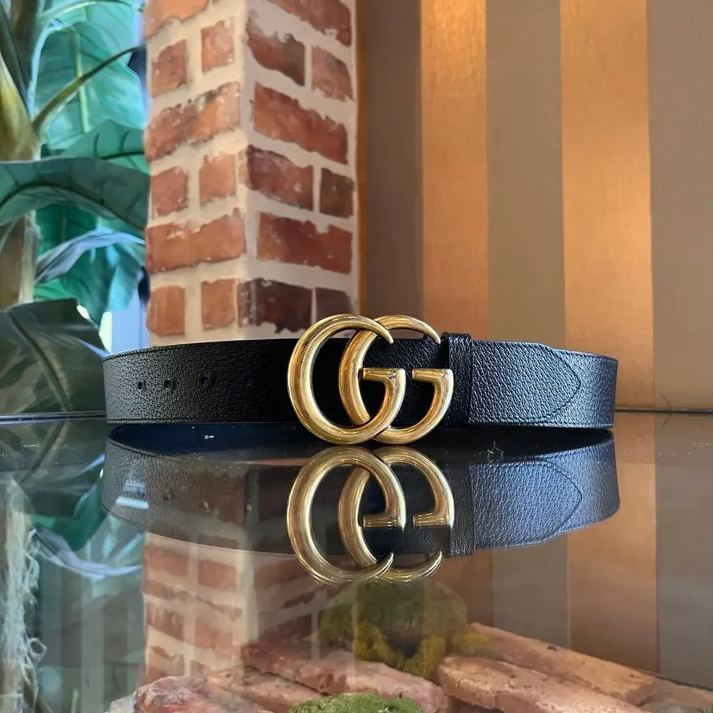GUCCI GG Marmont Wide Black Leather Belt SZ 100/40